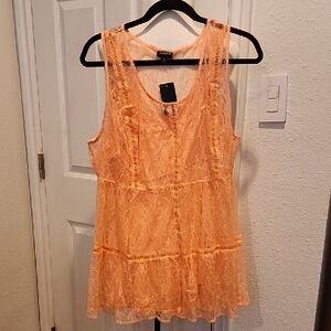 Torrid Peach Lace Tank Top - Sleeveless Women's Top Sz 2 - NWT
